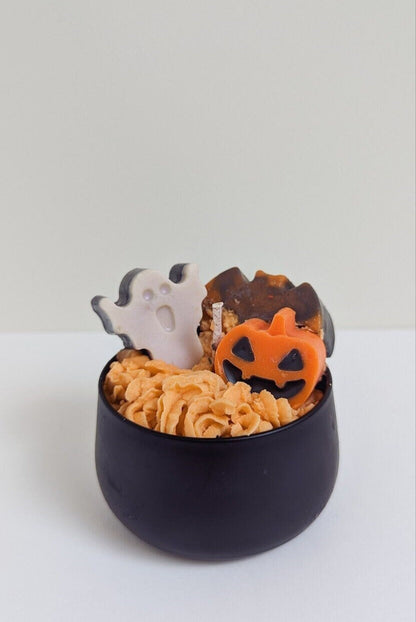 Halloween candle - orange pumpkin candle - Fall Decor - Fall scented candles gift idea - Spooky Black candles