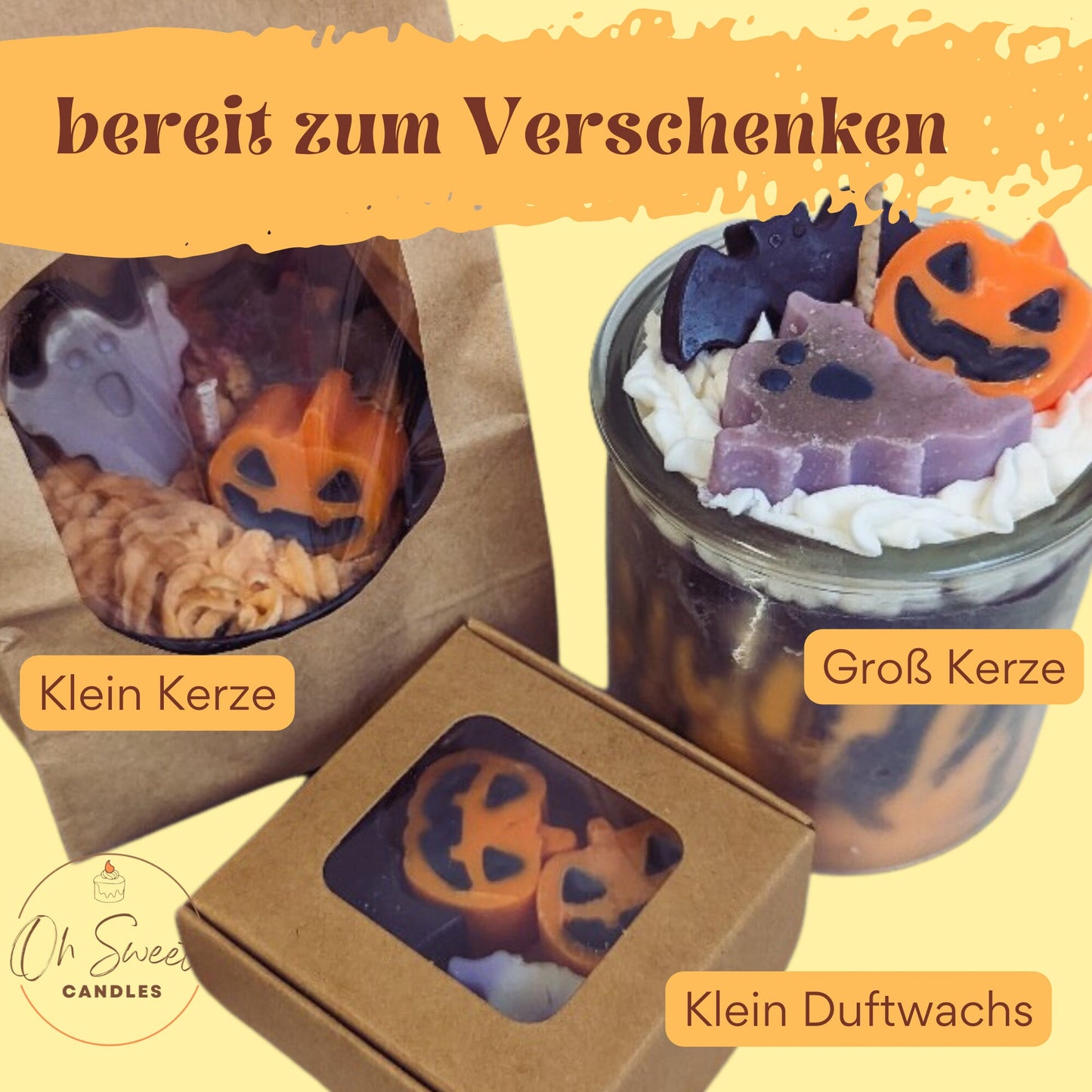 Halloween candle - orange pumpkin candle - Fall Decor - Fall scented candles gift idea - Spooky Black candles