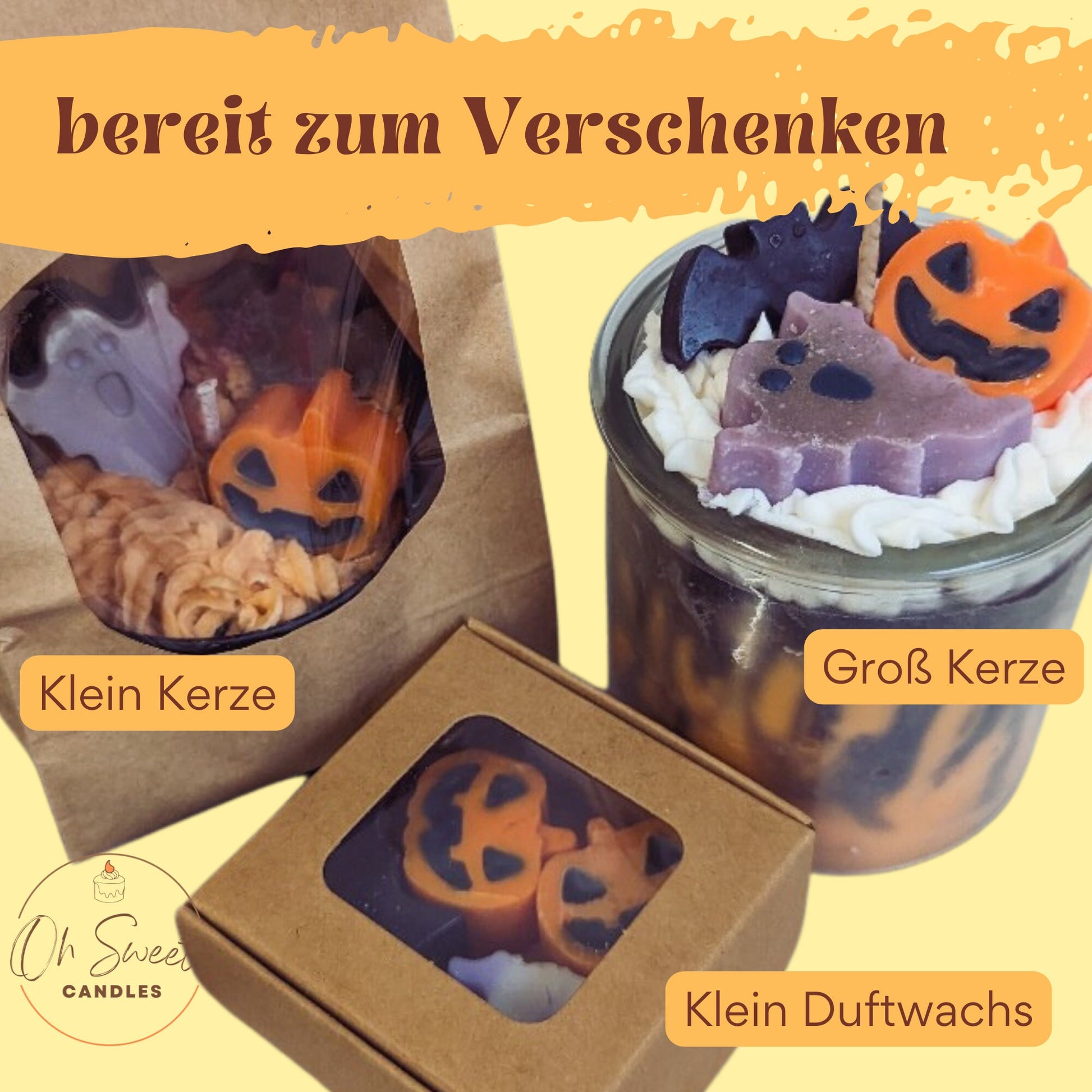 Halloween candle - orange pumpkin candle - Fall Decor - Fall scented candles gift idea - Spooky Black candles