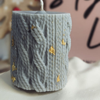 Winter Duftkerzen, Tisch Deko, Stumpenkerze, Cosy Winter zum verschenken, kuscheldecke pullover duftkerze