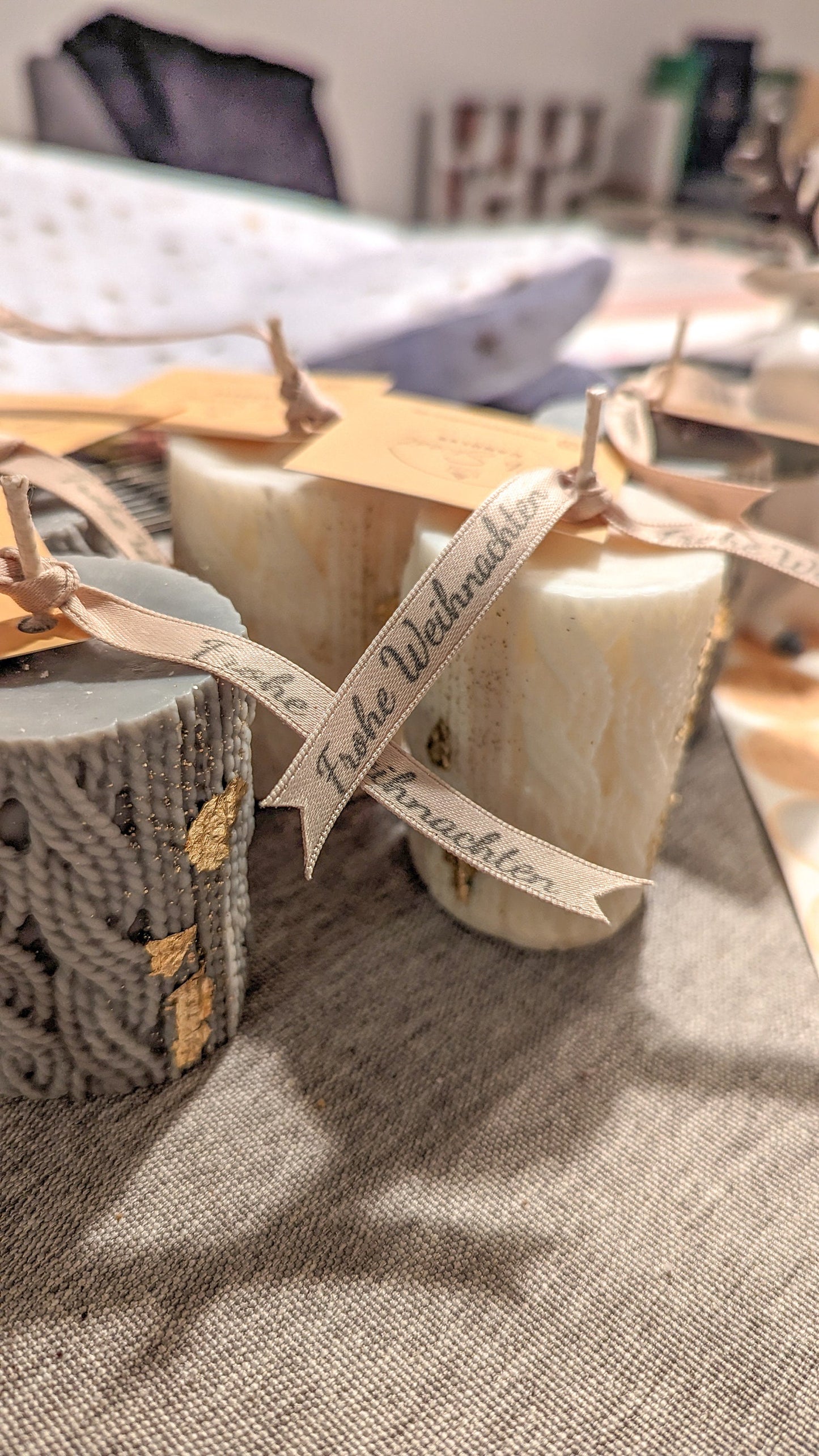 Winter Duftkerzen, Tisch Deko, Stumpenkerze, Cosy Winter zum verschenken, kuscheldecke pullover duftkerze