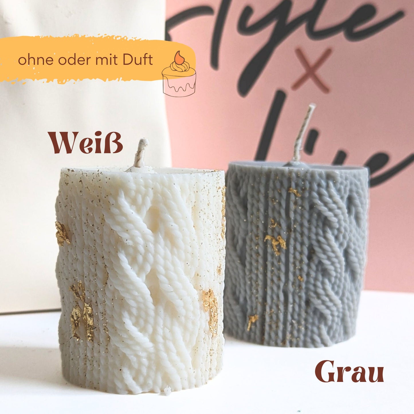 Winter Duftkerzen, Tisch Deko, Stumpenkerze, Cosy Winter zum verschenken, kuscheldecke pullover duftkerze