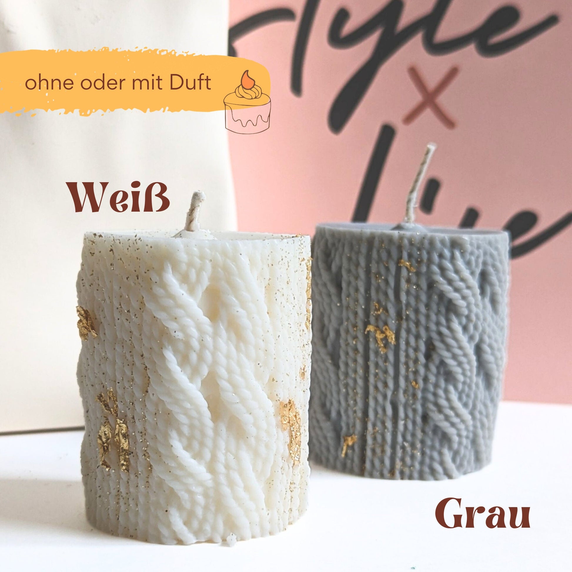 Winter Duftkerzen, Tisch Deko, Stumpenkerze, Cosy Winter zum verschenken, kuscheldecke pullover duftkerze