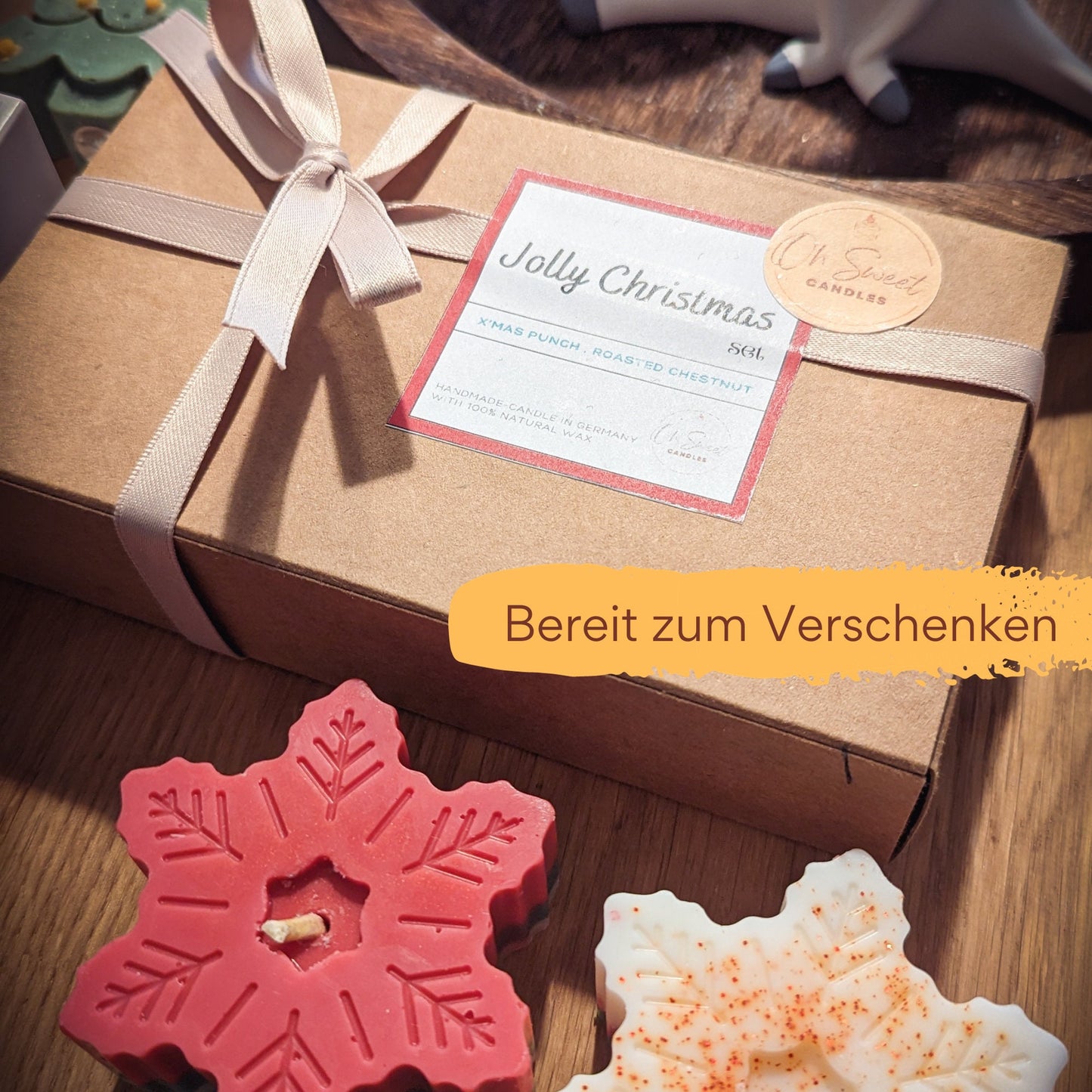 Dekorative Weihnachtskerzen Schnee Stumpenkerzen, duftkerze weihnachten , last-minute geschenkideen, tisch decor, Werbegeschenk Duftprodukt