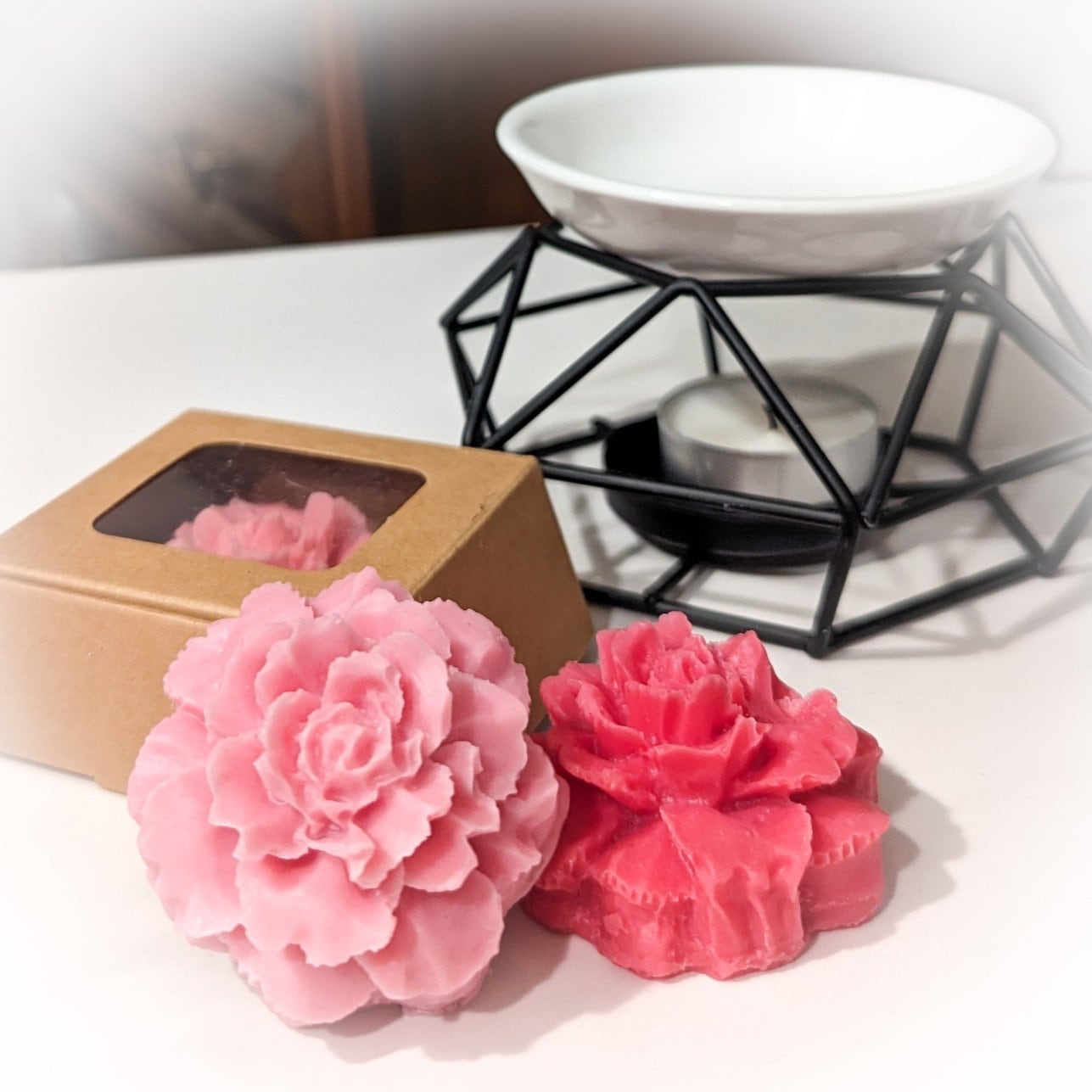 Rose Duftlampe melter mit Keramikplatte, rose Duftwachs zubehör, moderne Dekoration geschenk, Aroma Diffuser, blumiger duft, für Wohnzimmer