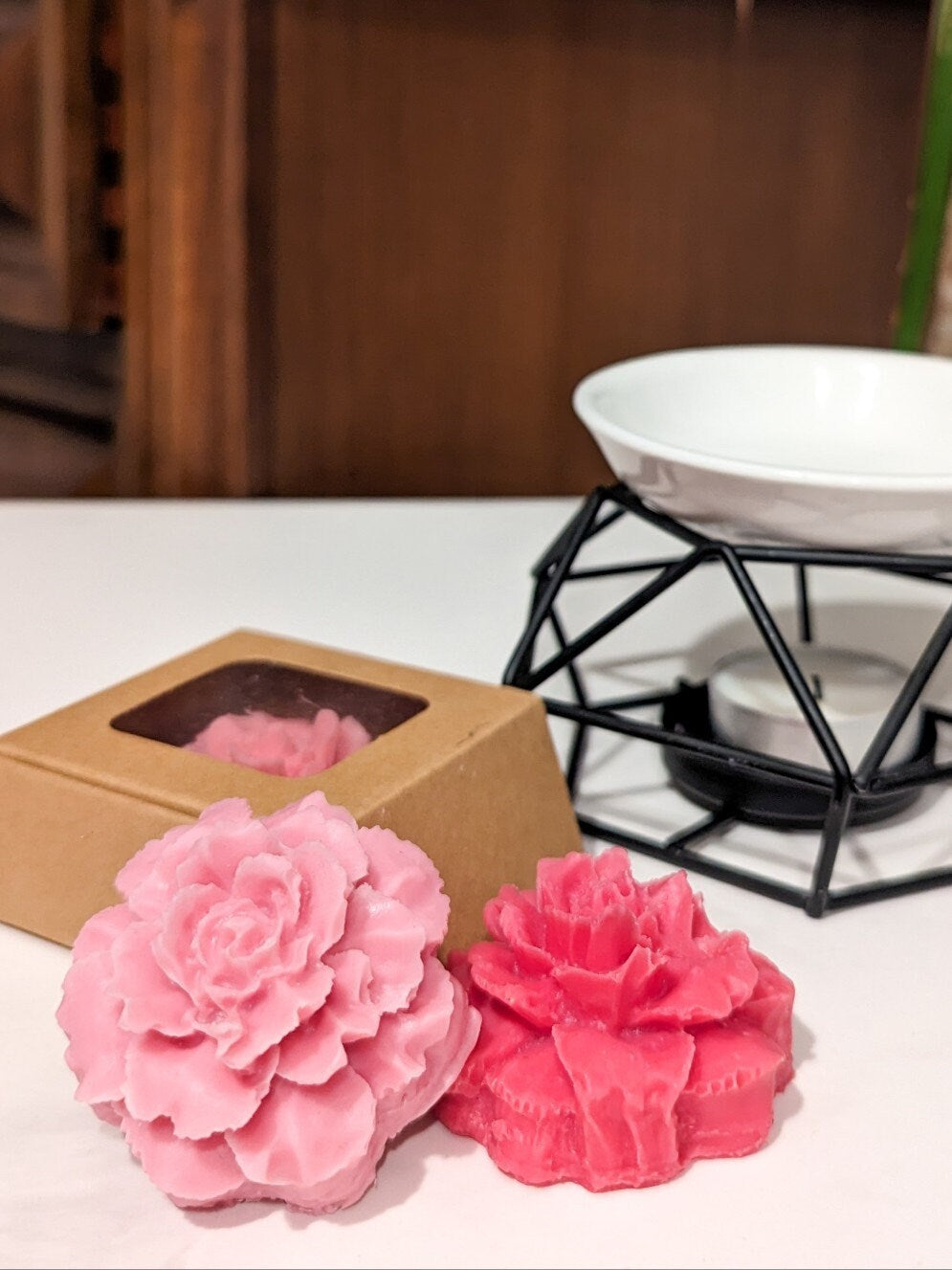 Rose Duftlampe melter mit Keramikplatte, rose Duftwachs zubehör, moderne Dekoration geschenk, Aroma Diffuser, blumiger duft, für Wohnzimmer