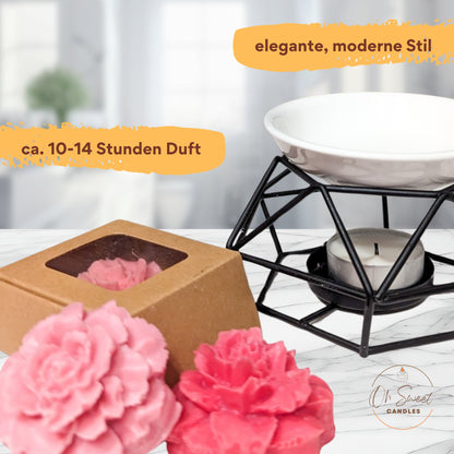 Rose Duftlampe melter mit Keramikplatte, rose Duftwachs zubehör, moderne Dekoration geschenk, Aroma Diffuser, blumiger duft, für Wohnzimmer