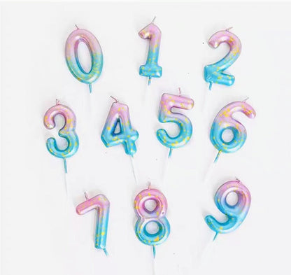 Birthday Number Candles, Metallic Colors, Galaxy Style, Pastel Pink Purple, Galactic Blue Purple, Celebration Candles, Birthday Deco Candles