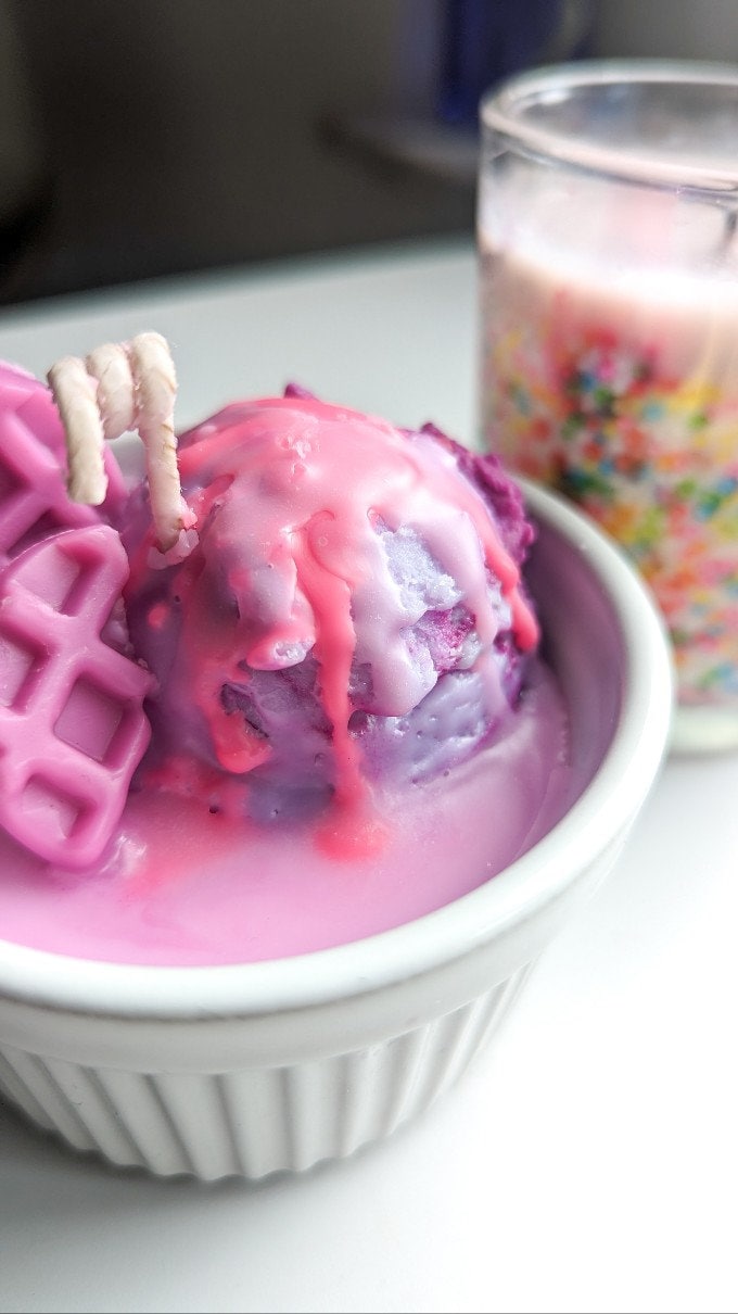 eis deko dessert kerze, duftkerze im glas, geschenk kerze geburtstag, süssigkeiten glas kerzen, kerzen hochzeits geschenk, sommerliche deko