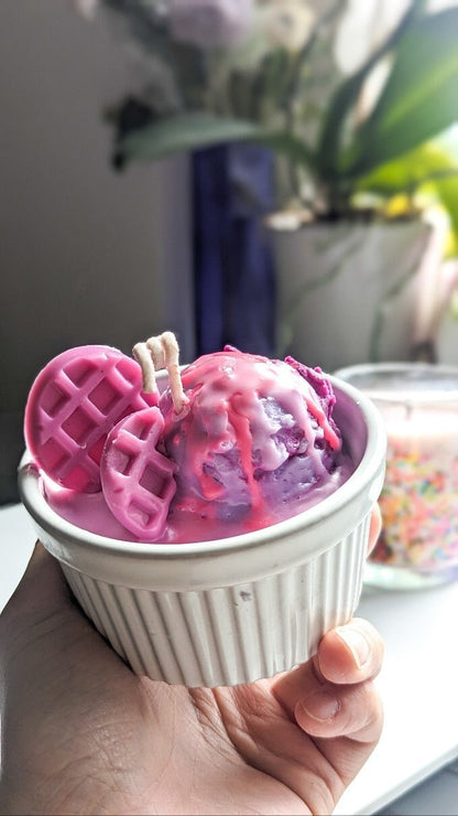 eis deko dessert kerze, duftkerze im glas, geschenk kerze geburtstag, süssigkeiten glas kerzen, kerzen hochzeits geschenk, sommerliche deko