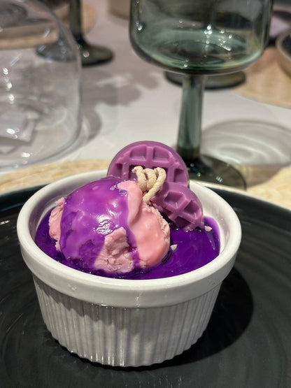 eis deko dessert kerze, duftkerze im glas, geschenk kerze geburtstag, süssigkeiten glas kerzen, kerzen hochzeits geschenk, sommerliche deko