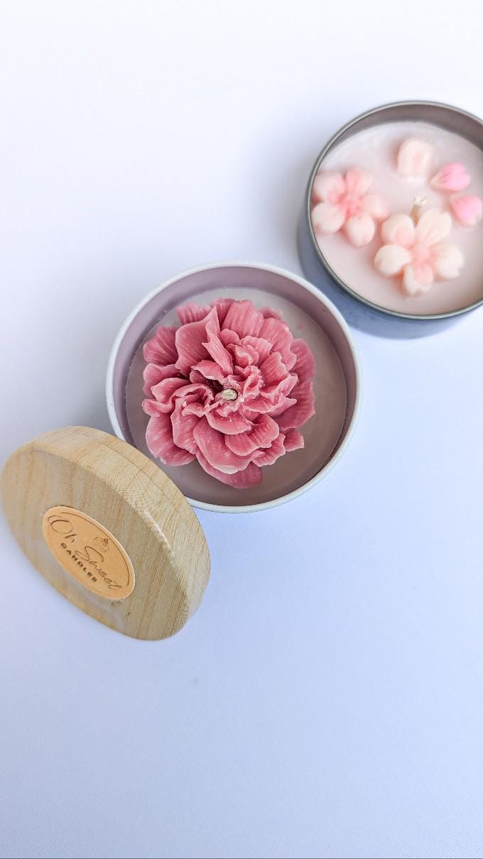 Sommerliche Kerzen mit Blumendüften, sojawachs blumenkerzen, Gartennelk kerze, geschenk beste freundin, wohnzimmer deko, duftkerzen im glas