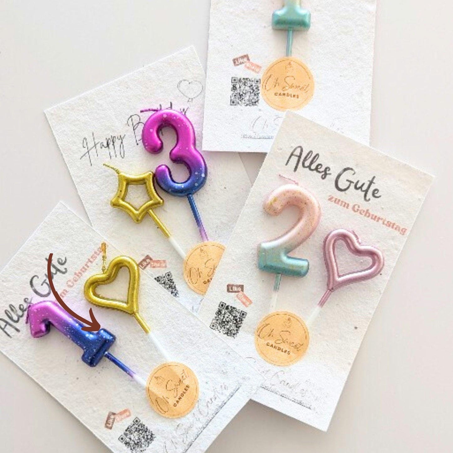 Birthday Number Candles, Metallic Colors, Galaxy Style, Pastel Pink Purple, Galactic Blue Purple, Celebration Candles, Birthday Deco Candles