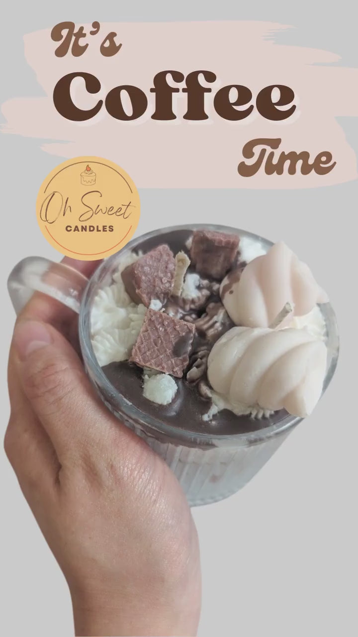 Handgemachte Kaffee-Kerze | Einzigartige Handwerkskunst | Dessert Duftkerze | süße Kerze | Amerikanisches Kaffeehaus | Karamell-Latte